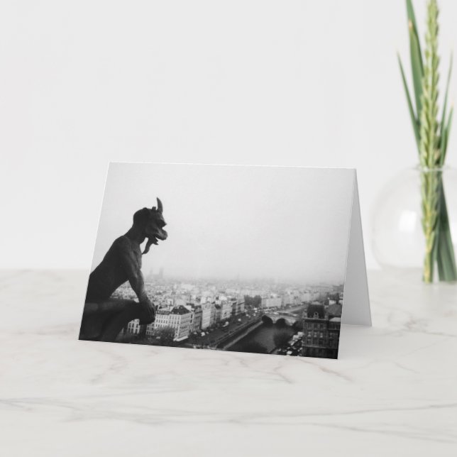 Gargoyle Over The City, Paris (Blank)Greeting Card (Front)