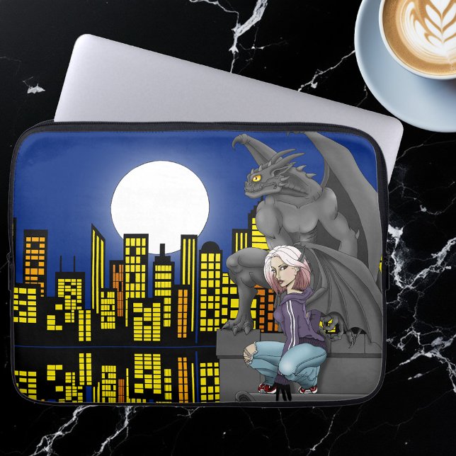 Gargoyle Urban Fantasy Cityscape Laptop Sleeve (Creator Uploaded)