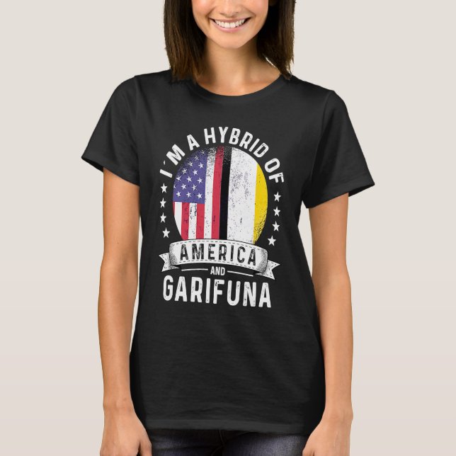 Garifuna American Patriot Grown  Flag Humour T-Shirt (Front)