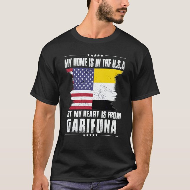 Garifuna American Patriot Grown Proud Home Heart U T-Shirt (Front)
