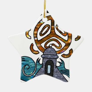 garita del diablo y Sol Taino Ceramic Tree Decoration