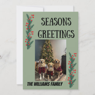 Garland and Berries Happy Holidays Card