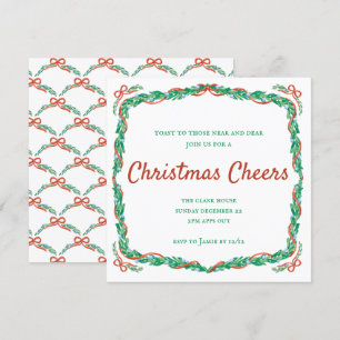 Garland and Bows Christmas Cheers Holiday Party Invitation
