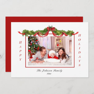 Garland and Bows Holiday photo Announcement