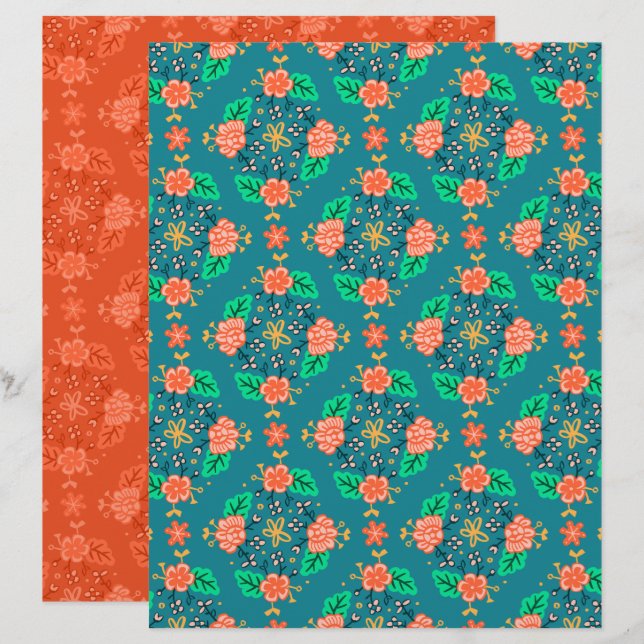 Garland Blue Scrapbook Paper (Front/Back)