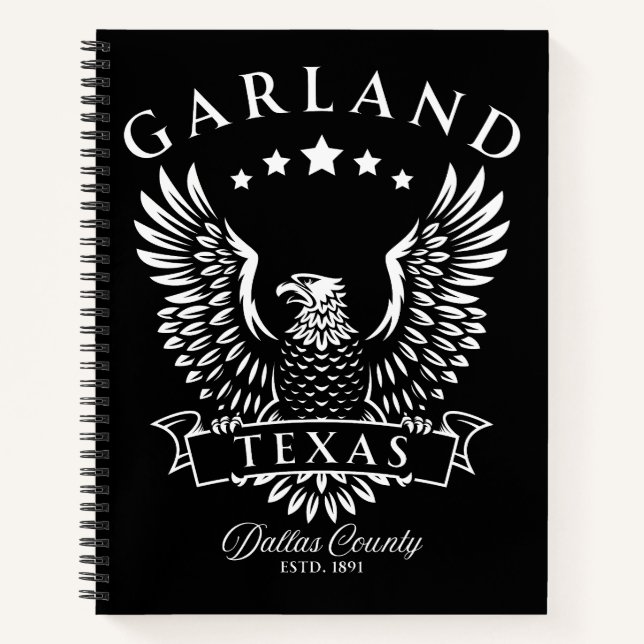 Garland Dallas County Texas Vintage Eagle Notebook (Front)