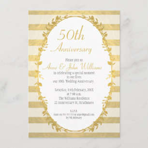 Garland Faux Gold 50th Anniversary Invitation