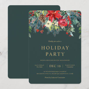 Garland Holiday Wreath Party Invitation