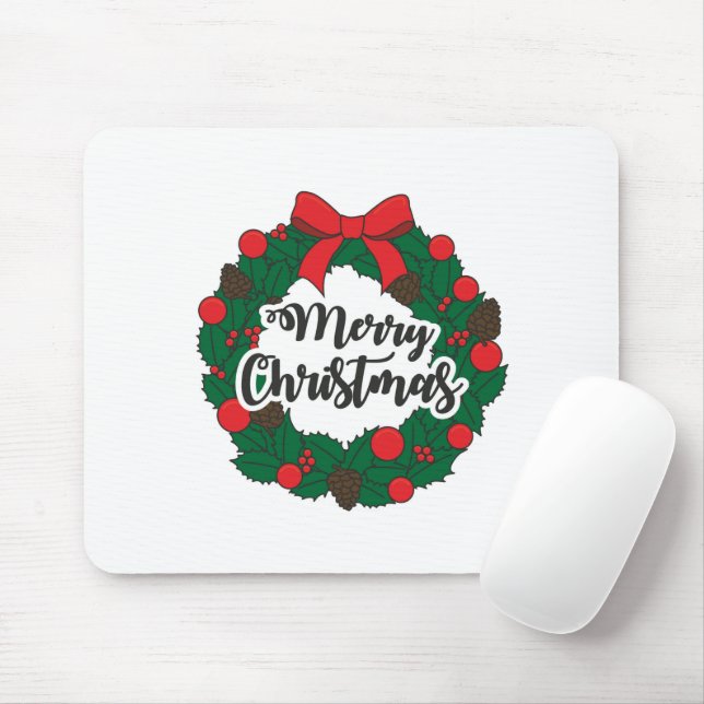 Garland Merry Christmas Mouse Mat (With Mouse)