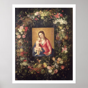 Garland of Fruit and Flowers with Virgin and Child Poster