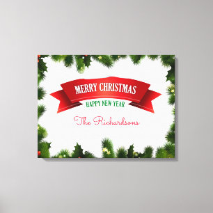 Garland/Personalised Wrapped Christmas Canvas Print
