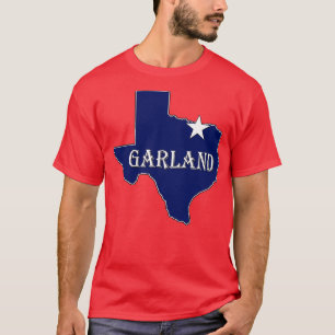 Garland Texas Lone State Map TX City Navy Blue T-Shirt