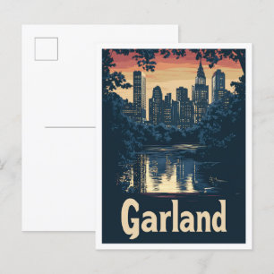 Garland Texas USA Art Vintage Travel Illustration Postcard