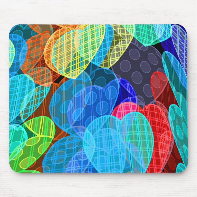 garlands of pastel coloured hearts mouse mat (Front)