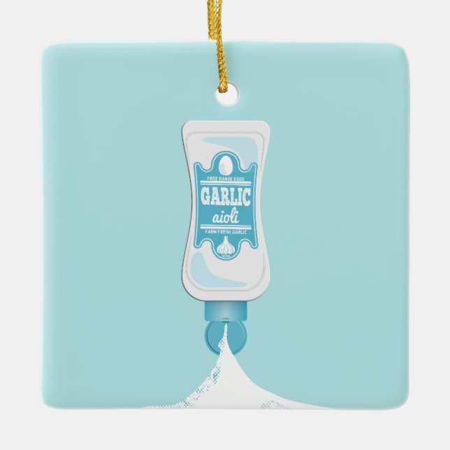 Garlic Aioli Ceramic Ornament (Front)