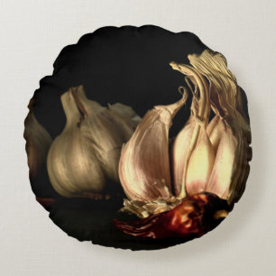 Garlic and Chilli Pepper Spices Round Cushion