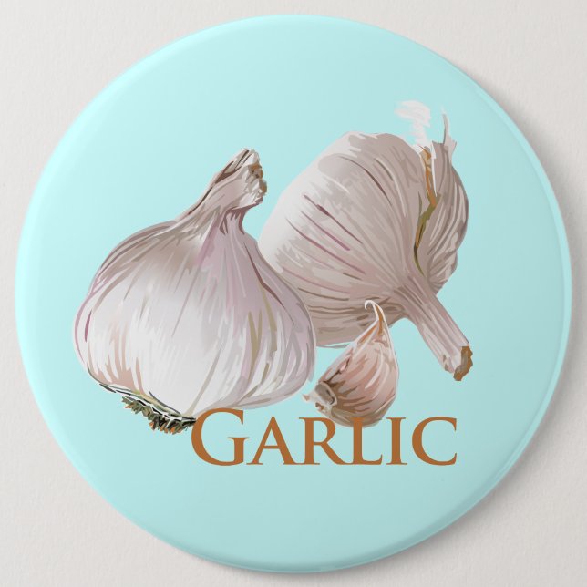 Garlic and Garlic Clove 6 Cm Round Badge (Front)