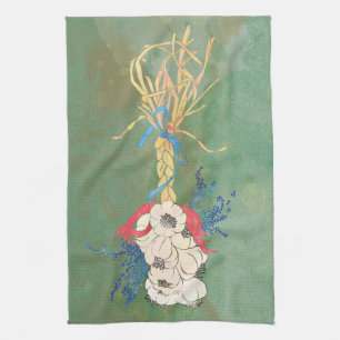 Garlic Braid Tea Towel