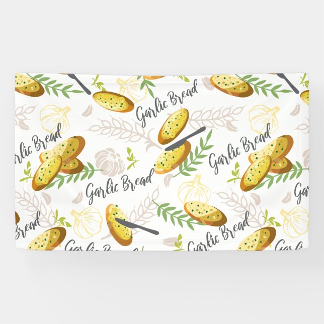 Garlic Bread Illustration Pattern V1 Banner (Horizontal)