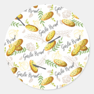 Garlic Bread Illustration Pattern V1 Classic Round Sticker