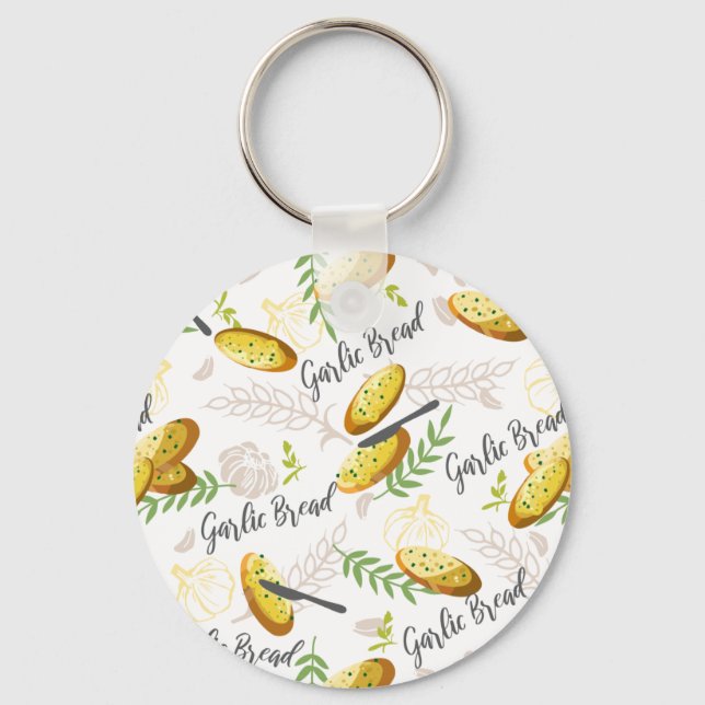 Garlic Bread Illustration Pattern V1 Key Ring (Front)
