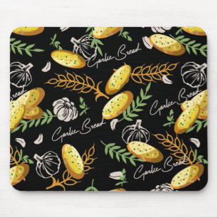 Garlic Bread Illustration Pattern V2 Mouse Mat