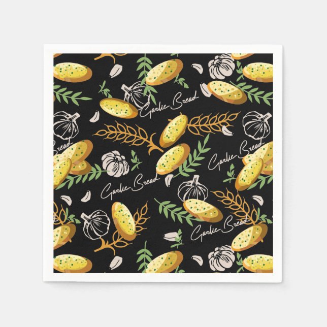 Garlic Bread Illustration Pattern V2 Napkin (Front)
