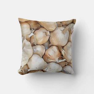 Garlic Bulbs Artistic Black Outline Art Cushion