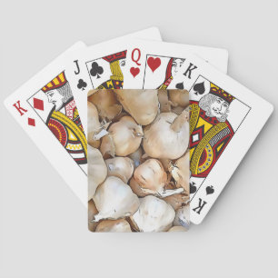 Garlic Bulbs Artistic Black Outline Art Playing Cards