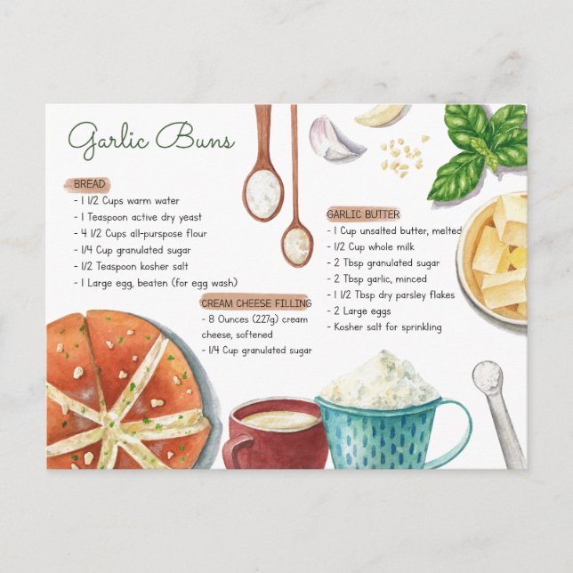 Garlic Bun Recipe Card (Front)