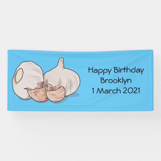 Garlic cartoon illustration banner (Horizontal)