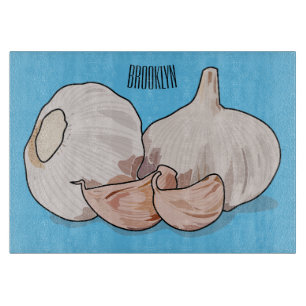 Garlic cartoon illustration cutting board