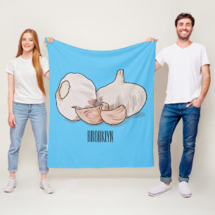 Garlic cartoon illustration fleece blanket