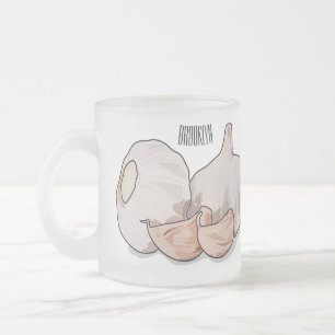 Garlic cartoon illustration frosted glass coffee mug