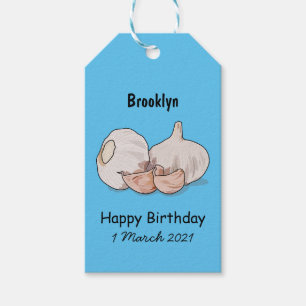Garlic cartoon illustration gift tags