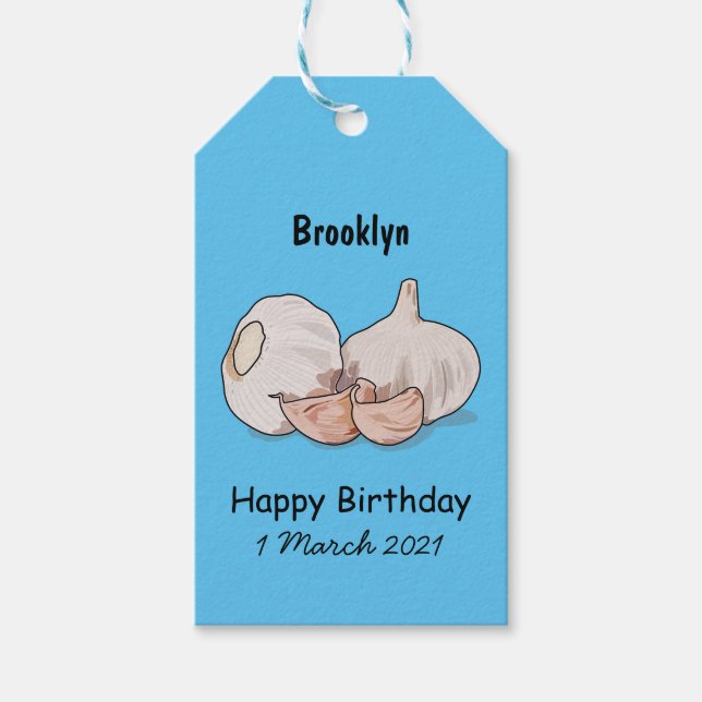 Garlic cartoon illustration gift tags (Front)