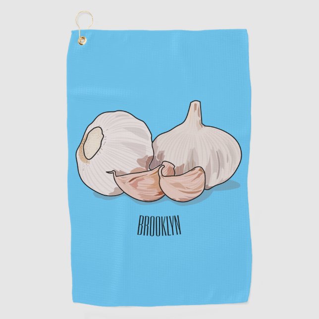 Garlic cartoon illustration   golf towel (Front)