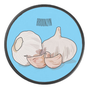 Garlic cartoon illustration hockey puck