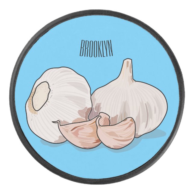 Garlic cartoon illustration   hockey puck (Front)