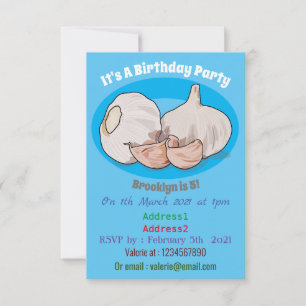 Garlic cartoon illustration invitation