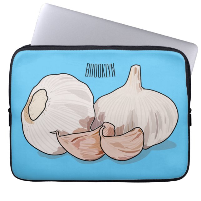 Garlic cartoon illustration   laptop sleeve (Front)