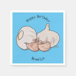 Garlic cartoon illustration napkin