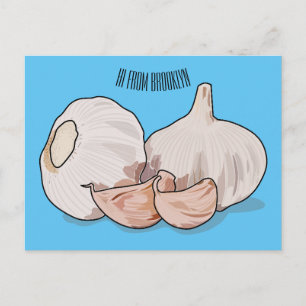 Garlic cartoon illustration   postcard