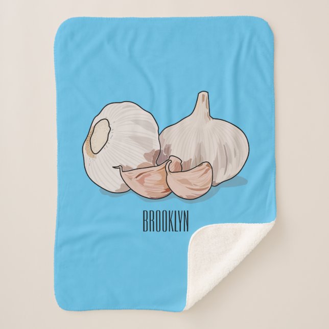 Garlic cartoon illustration  sherpa blanket (Front)