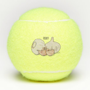 Garlic cartoon illustration tennis balls