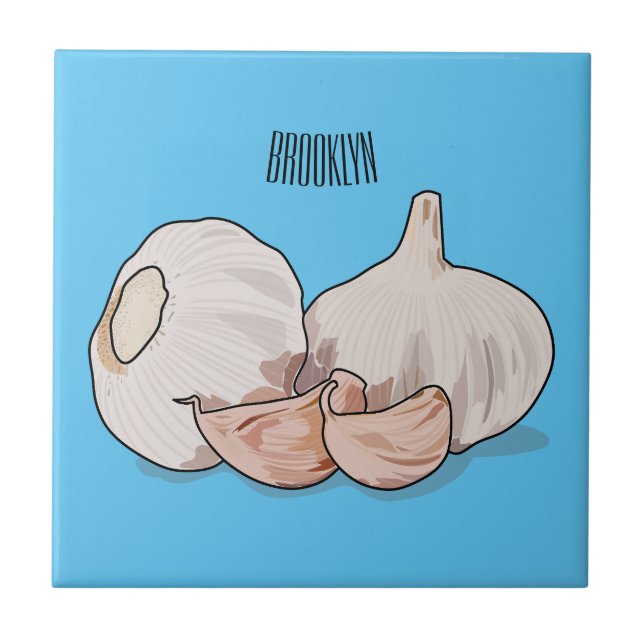 Garlic cartoon illustration   tile (Front)
