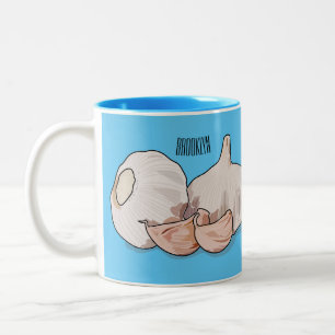 Garlic cartoon illustration   Two-Tone coffee mug