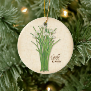 Garlic Chives Herb Ceramic Tree Decoration