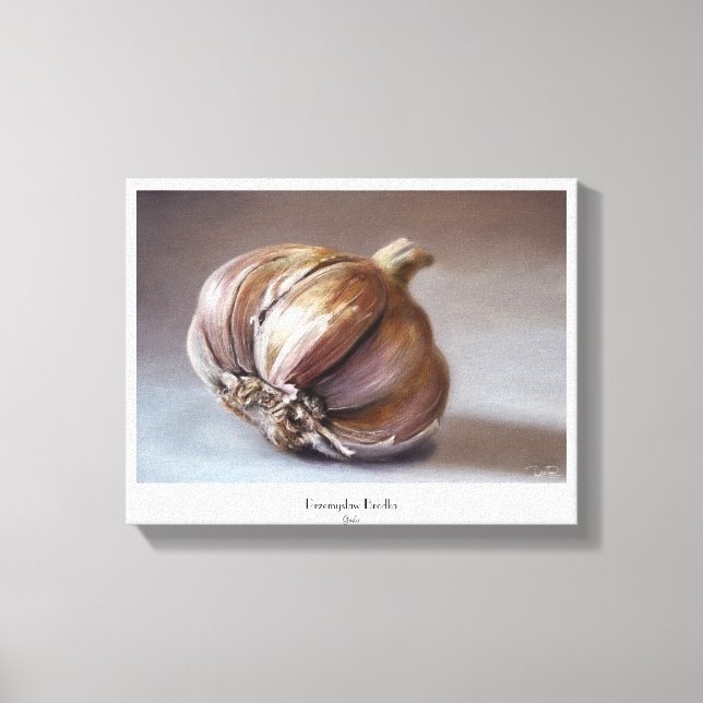 Garlic classic vegetable still life oil paint canvas print (Front)