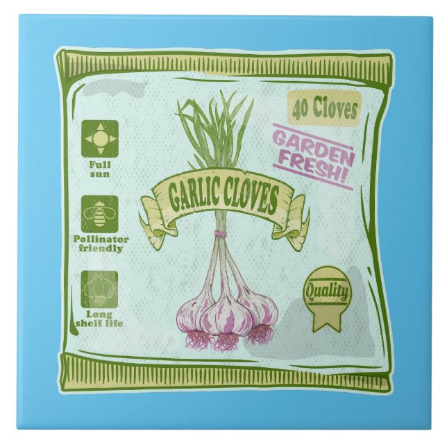 Garlic Cloves Vegetable garden Tile (Front)